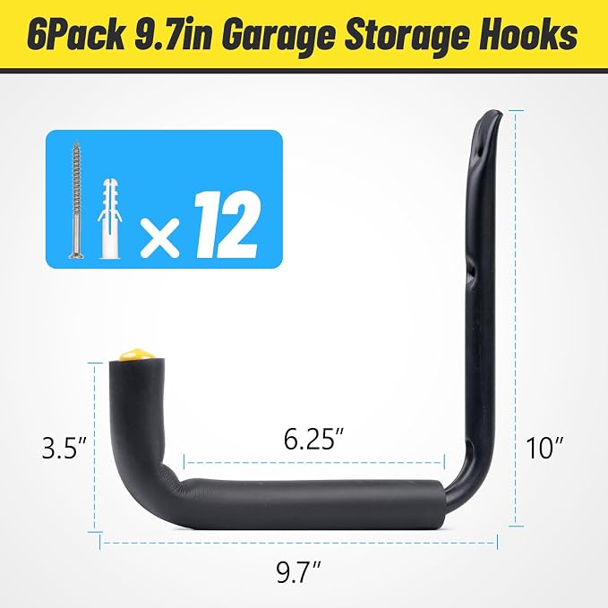 GEEDAR 6 Packs Heavy Duty Garage Storage Ladder Hooks Kayak Storage Utility - Image 3