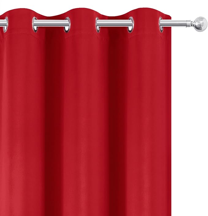 LEMOMO Blackout Curtains 52 x 90 Inch Long Bright Red Curtains Set of 2 Panels - Image 6