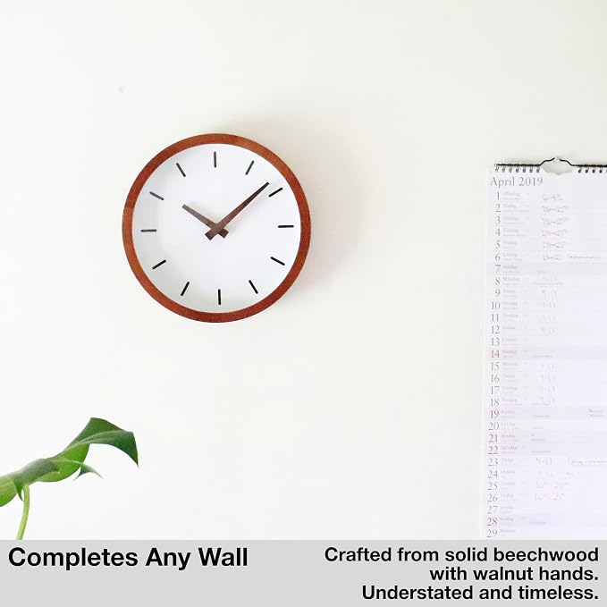 Driini Modern Mid Century Wood Analog Wall Clock - Image 2