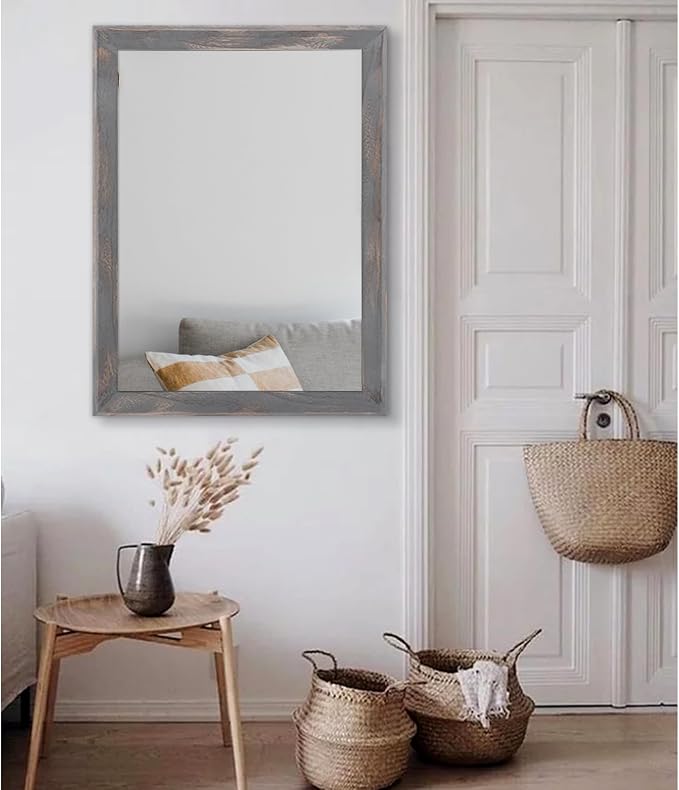 AAZZKANG Wooden Mirror Rectangle Rustic Mirrors - Image 5