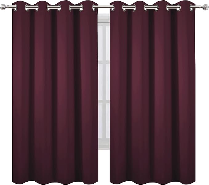 LEMOMO Burgundy Red Blackout Curtains 52 x 63 Inch Length/Set of 2 Curtain - Image 2