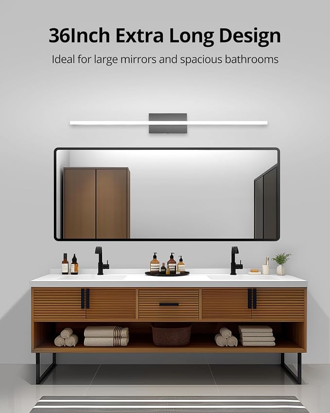 Combuh LED Bathroom Vanity Light Bar 36 Inch 20W Black IP44 Over Mirror - Image 2