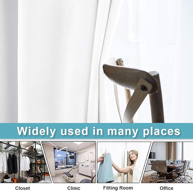 RYB HOME White Curtains 108 inches Long Room Darkening Room Seperating Divider - Image 3