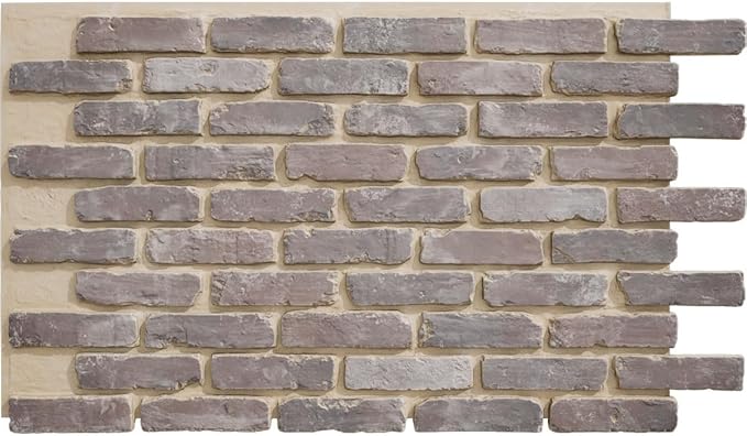EverStone Aged Brick Faux Brick Panel, 46 7/8"W x 27"H x 1 1/4"D, Limewashed by EkenaMillwork