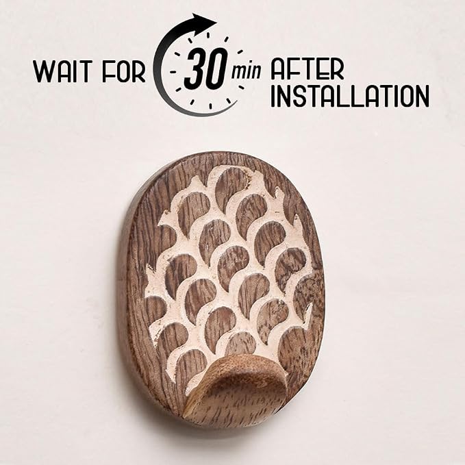 Indian Shelf 6 Lb- 6 Pieces Decorative Wood Adhesive Wall Hooks–Boho Peel and - Image 3