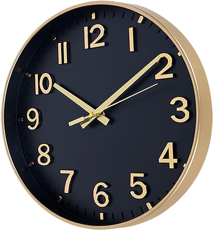 HZDHCLH Wall Clocks Battery Operated, Wall Clock Black Gold, 12 inch Wall Clock - Image 2