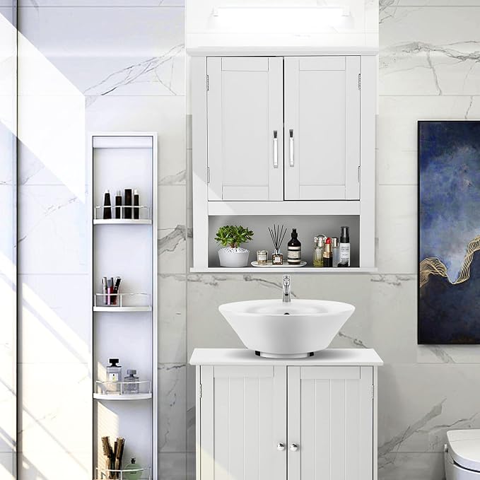 VINGLI Bathroom Wall Cabinet 21"x8.5"x25" Modern White Medicine Wall Mount - Image 9
