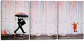 Wieco Art 3 Piece Banksy Famous Canvas Paintings Wall Art Raining day Modern by WiecoArt
