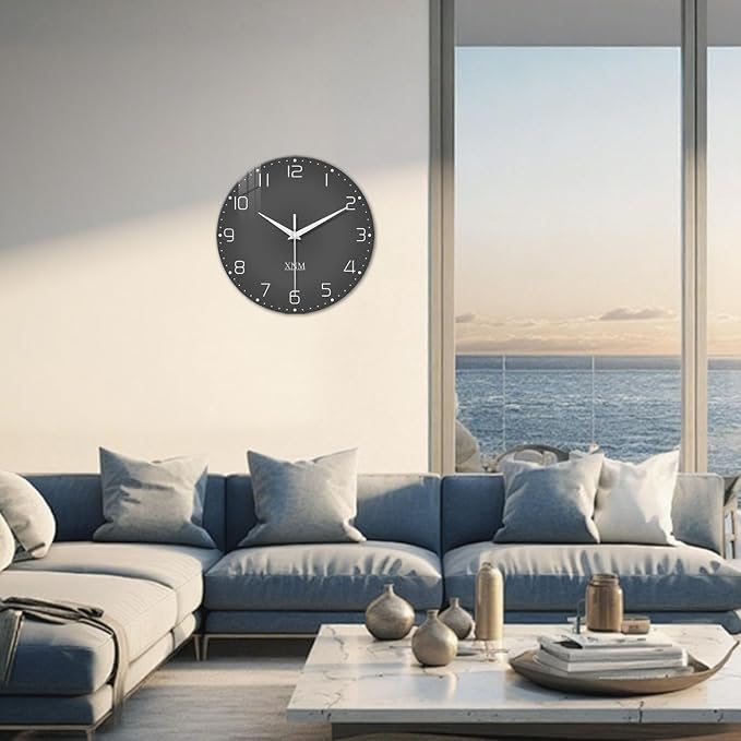 XNM Large Decorative Clocks Battery Operated 20 Inch Dark Grey Wall Clock - Image 5
