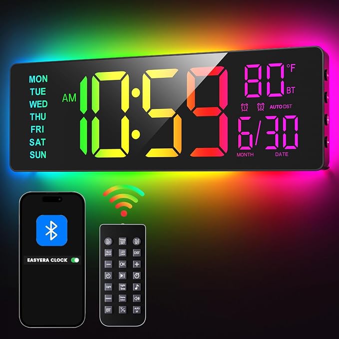 EASYERA 16.5" Large Digital Wall Clock by EASYERA
