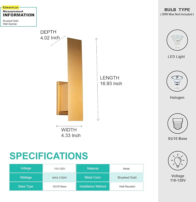Edwarmlux Indoor Wall Sconces, Modern Wall Lights, Up and Down Wall Mount Light - Image 5