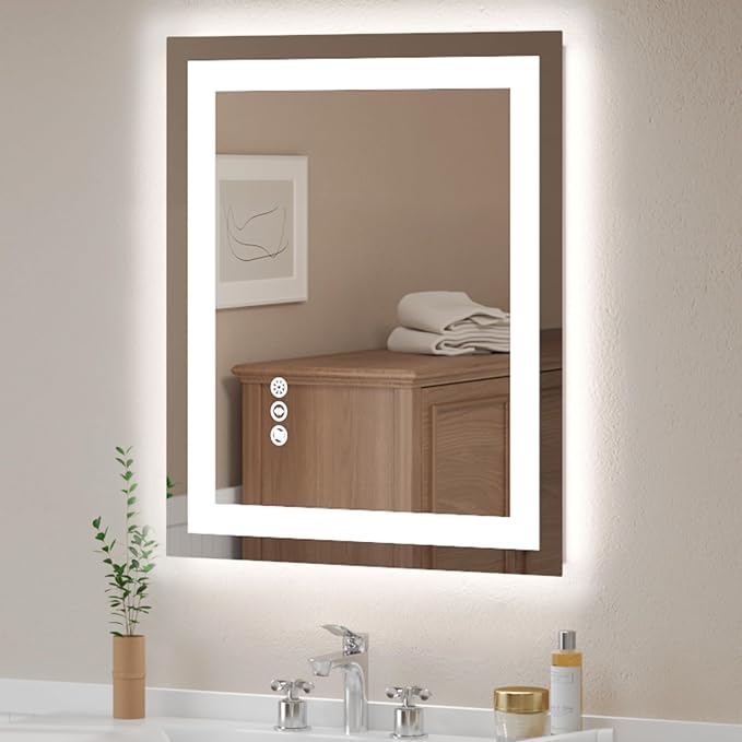 USHOWER LED Bathroom Mirror 24x36 Inch Tempered Glass by USHOWER