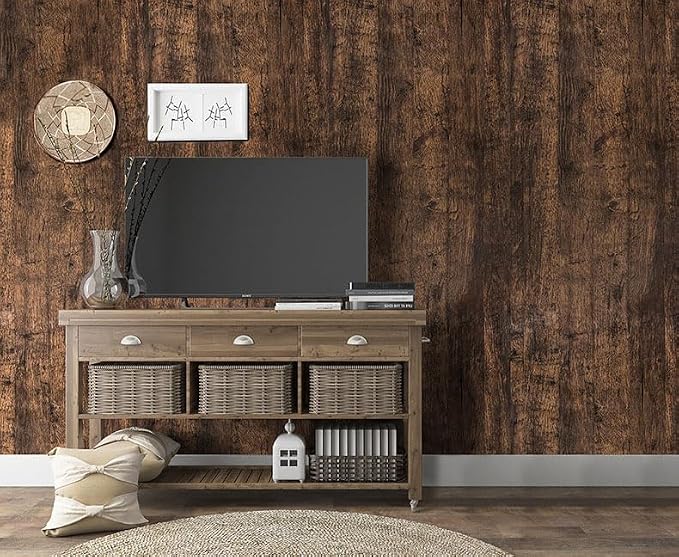 Orgrimmar 236" x 17.8" Dark Brown Wood Peel and Stick Wallpaper Self-Adhesive - Image 3