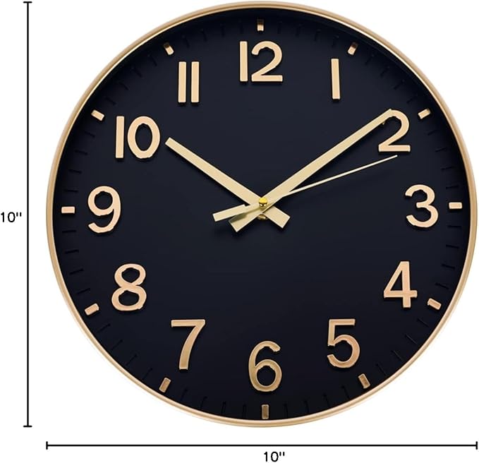 HZDHCLH Wall Clocks Battery Operated, Wall Clock Black Gold, 10 inch Wall Clock - Image 10