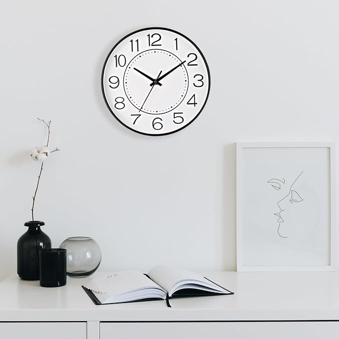 HZDHCLH Modern Wall Clocks Battery Operated, 10 inch White Clock - Image 4