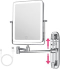 Wall Mounted Lighted Makeup Mirror, Rectangle Double Sided 1X/7X Magnifying by Qimh