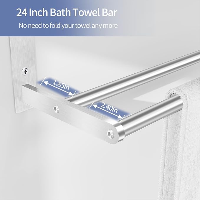 Towel Racks for Bathroom Wall 24 Inch, 3 Tier Bathroom Towel Shelf - Image 3
