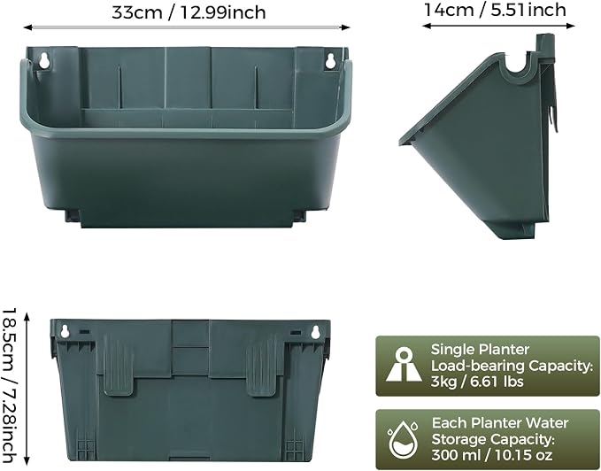 16 Pack Vertical Garden Planter, 13 inch Wall Mounted Planter - Image 2