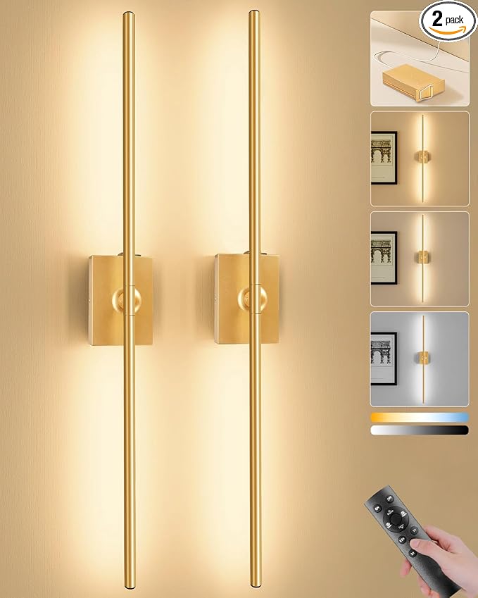 Ouyulong Battery Operated Wall Sconces Set of 2, 10000mAh Wireless Rechargeable by Ouyulong