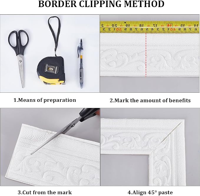 CRASPIRE 82x3 inch Molding Peel and Stick White 3D Flexible Foam Wall Trim Self - Image 5