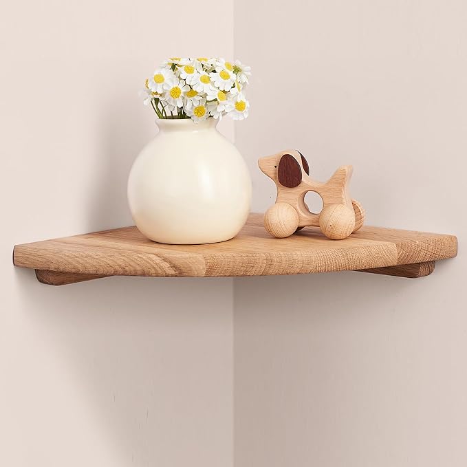 Gieanoo Corner Floating Shelf 9inch Solid Oak Wood Floating Corner Shelf by GIEANOO