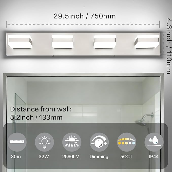 SOLFART Bathroom Vanity Lights, Adjustable Brushed Nickel Vanity Light - Image 5