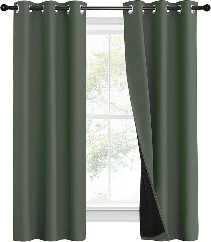 NICETOWN 100% Blackout Curtains 60" Long, Pair of Energy Smart & Noise Blocking - Image 2