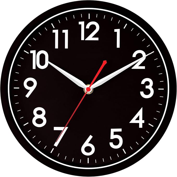 AKCISOT Wall Clock Modern Black Silent Non Ticking Wall Clocks Battery Operated - Image 2