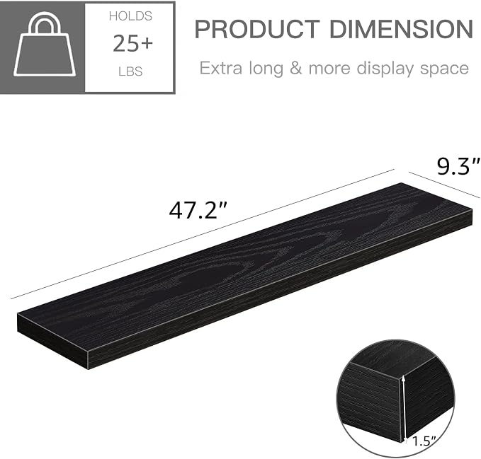QEEIG Floating Shelves for Wall 47.2" Extra Long - Image 3