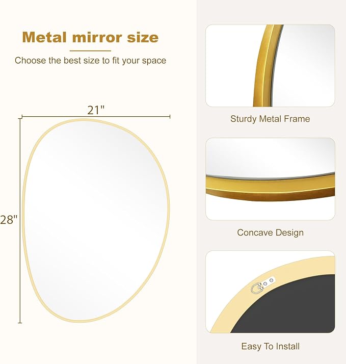 WallBeyond Irregular Wall Mirror, Asymmetrical Mirror Wall Mounted - Image 6
