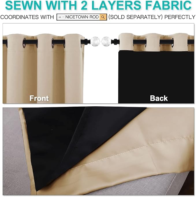 NICETOWN Thermal Insulated 100% Blackout Curtains, Noise Reducing Performance - Image 4