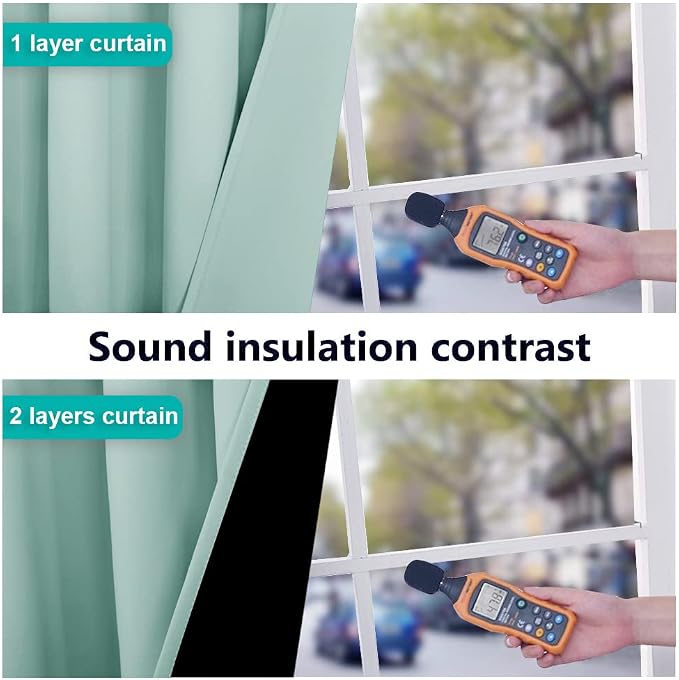 NICETOWN Aqua Blue 100% Blackout Curtain Set, Thermal Insulated & Energy - Image 4