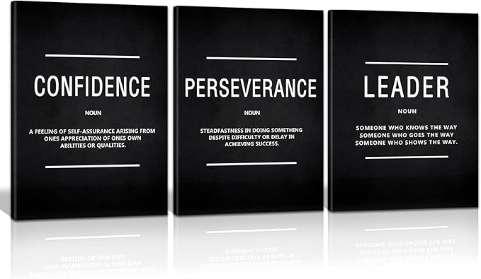HUADO Motivational Canvas Wall Art, Leader Confidence Perseverance Office Wall by KAWAHONE