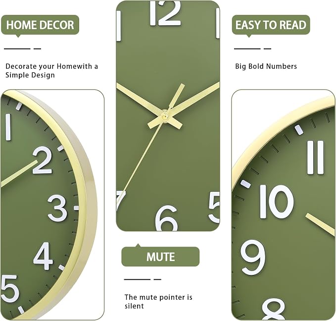 Wall Clocks Battery Operated 10 inch Modern Wall Clock, Silent Non Ticking Wall - Image 3