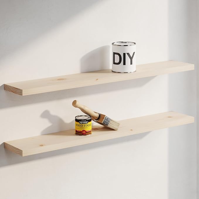 Homeforia Wood 48 inch Floating Shelf, High End Solid Natural Wood 48inch by Homeforia