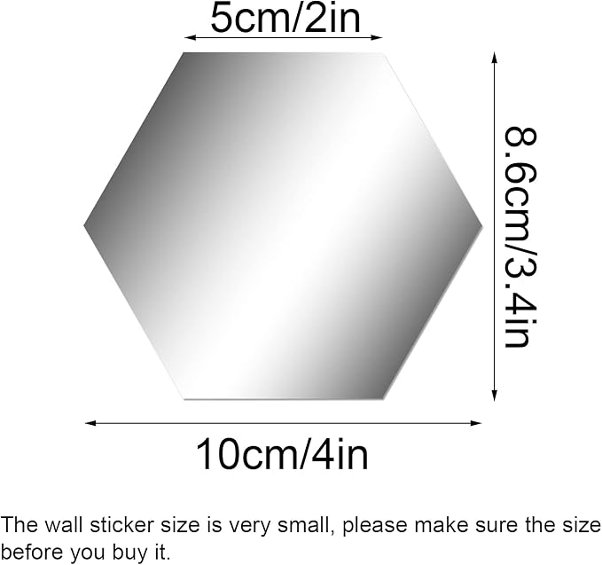 Shappy 32 Pcs Hexagon Mirror Wall Stickers Removable Silver Acrylic Mirror - Image 2