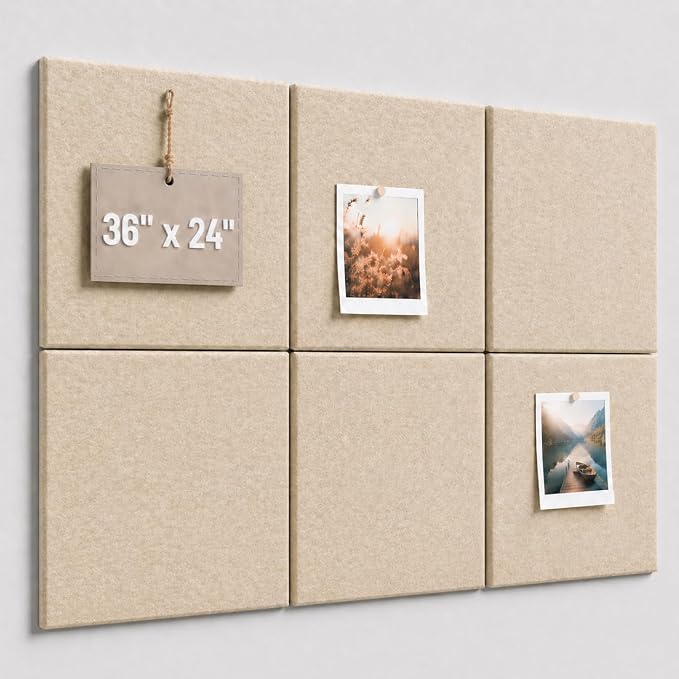 Large Cork Boards for Walls – 36" x 24" Self Adhesive Felt Wall Tiles by CreateYourIdealSpace