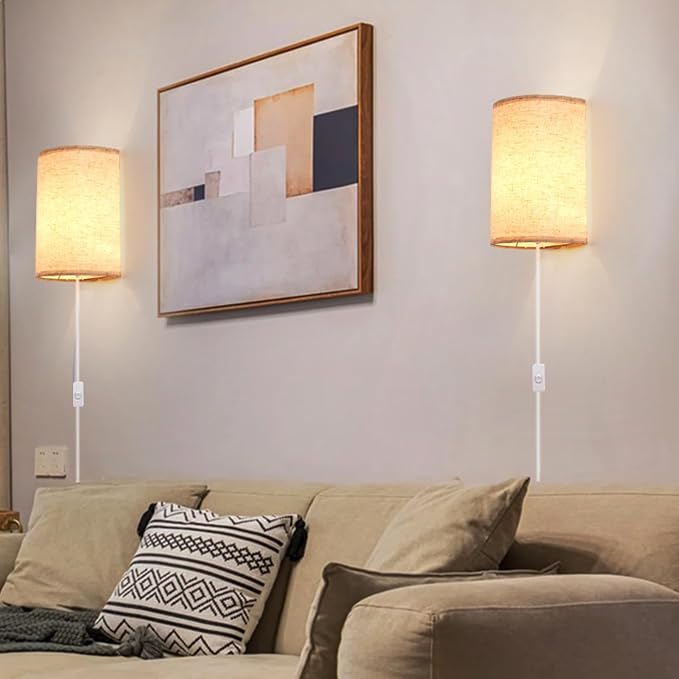 Plug in Wall Sconce, 3 Colors Wall Sconces Set of Two, Industrial Plug in Wall - Image 5