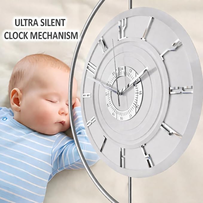 Large Luxury LED Backlit Wall Clock – Pendulum Roman Numeral Metal Ring - Image 4