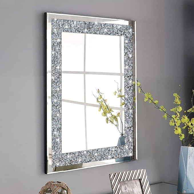 QMDECOR Crystal Crush Diamond Rectangle Silver Mirror - Image 3