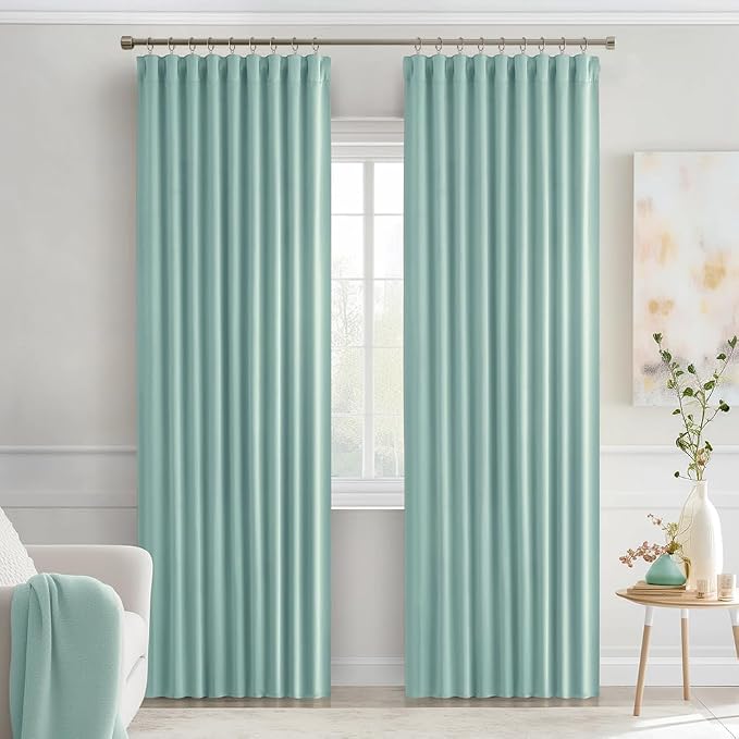 MIULEE Aqua Back Tab Blackout Curtains 72 Inches Long 2 Panels Set - Image 9