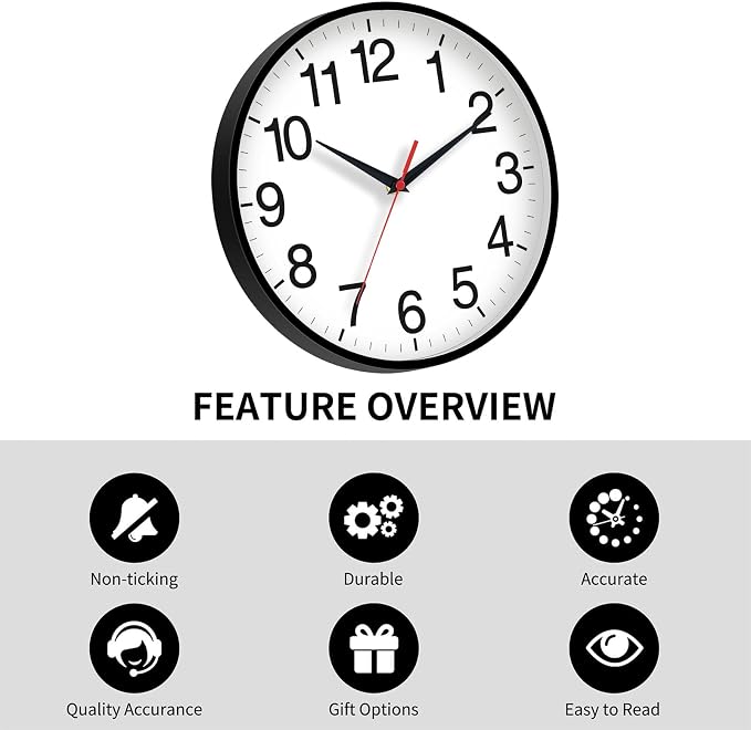 Rohioue 16 Inch Wall Clock Modern Battery Operated Silent Non Ticking Large - Image 4
