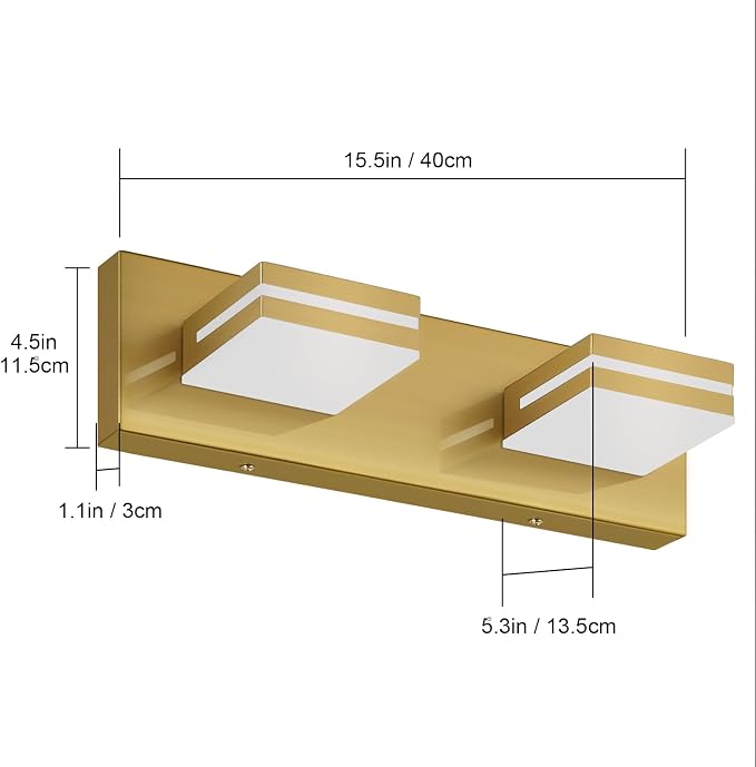 SineRise LED Modern Bathroom Vanity Light Fixtures, Brass Modern Acrylic - Image 5