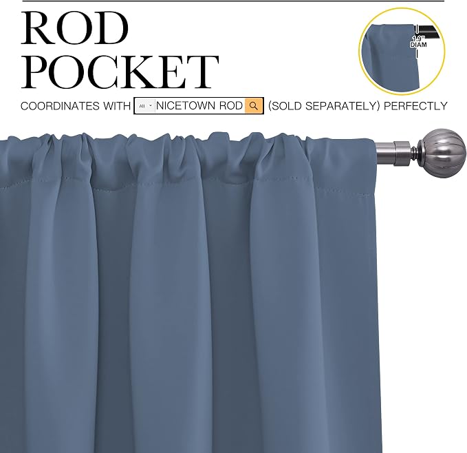 NICETOWN Bedroom Curtains, Home Decoration Solid Thermal Insulated Draperies & - Image 2