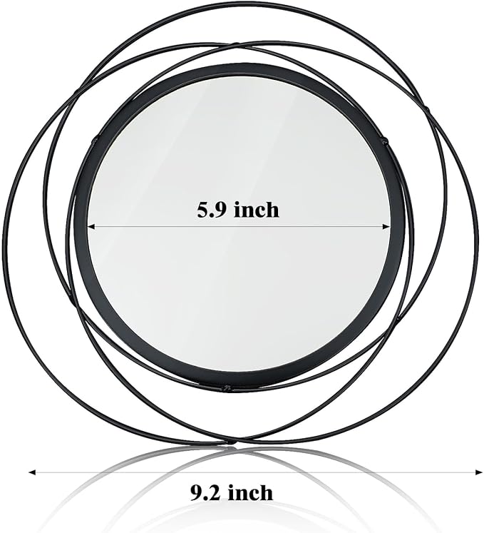 3 Set 9.5 Inch Black Circle Mirrors Wall Decor Iron Frame Wire Mirror Metal - Image 6