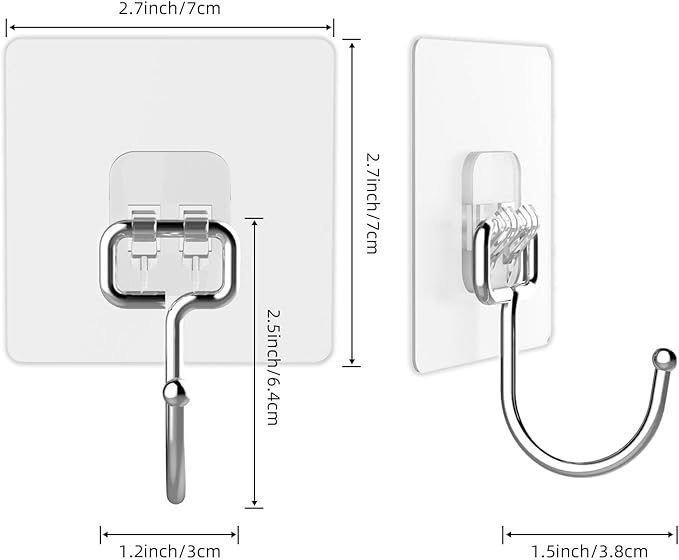 Large Adhesive Hooks for Hanging Heavy-Duty 44Ib 30 Packs, Wall Hangers without - Image 9