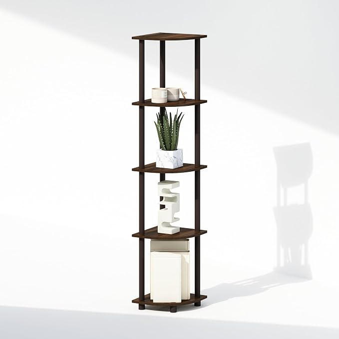 Furinno Turn-N-Tube Storage Shelves, 5-Tier Book Shelf, Corner Shelf, Toolless - Image 5
