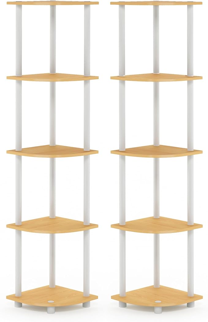 Furinno Turn-N-Tube Corner Shelf Set of 2, 5-Tier Corner Bookshelf, Open - Image 7