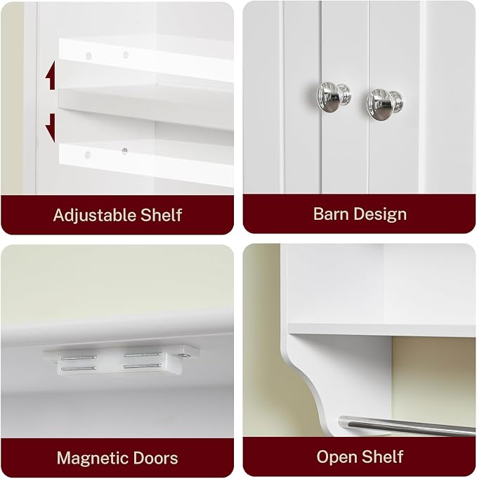 Iwell Bathroom Wall Cabinet, Over The Toilet Storage Cabinet - Image 6