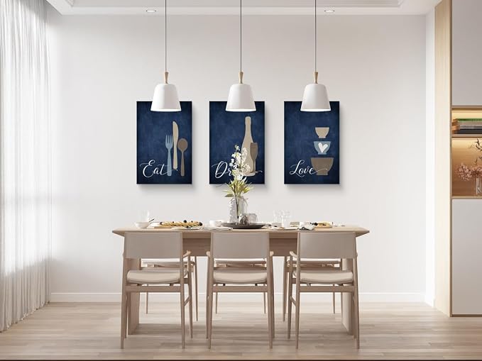 GUBIYU Kitchen Wall Art Set of 3, Rustic Farmhouse Decor, Eat Drink Love Sign - Image 4